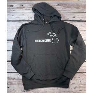 Michigan Awesome‎ "Michigangster" Gray Hoodie Sweatshirt Top Small Unisex New